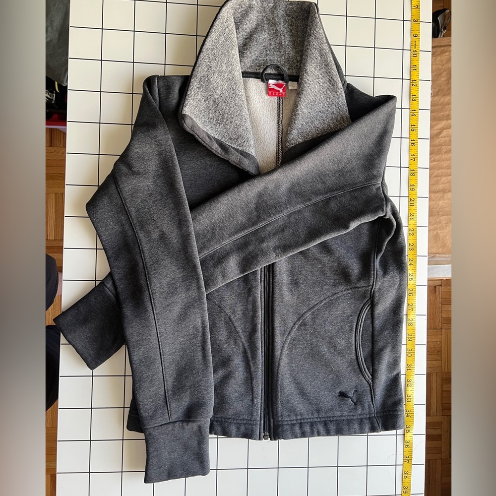 Puma Vintage Charcoal Fleece-Lined Zip Jacket Size M NWOT y2k